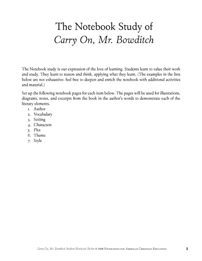 Carry On, Mr. Bowditch Student Notebook Packet - Image 3