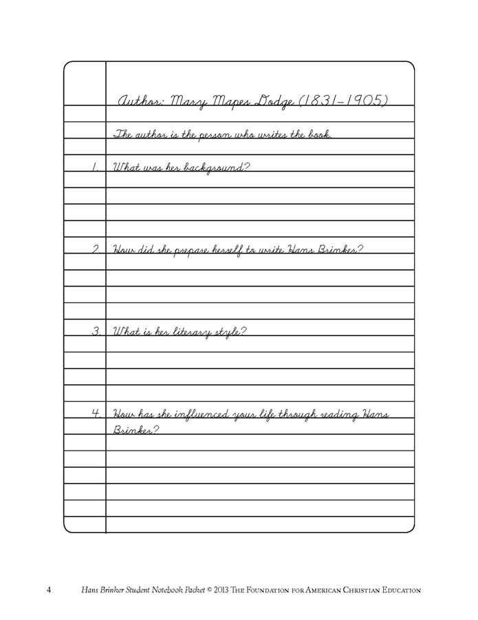 Hans Brinker Student Notebook Packet - Image 4