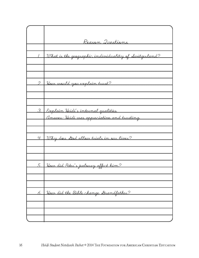 Heidi Student Notebook Packet - Image 4