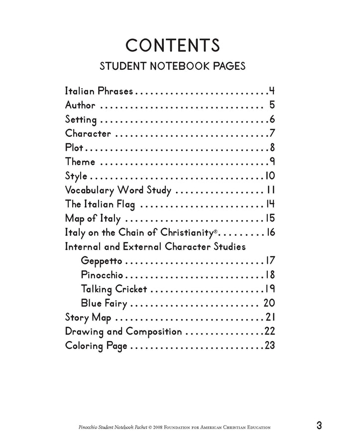 Pinocchio Student Notebook Packet - Image 3