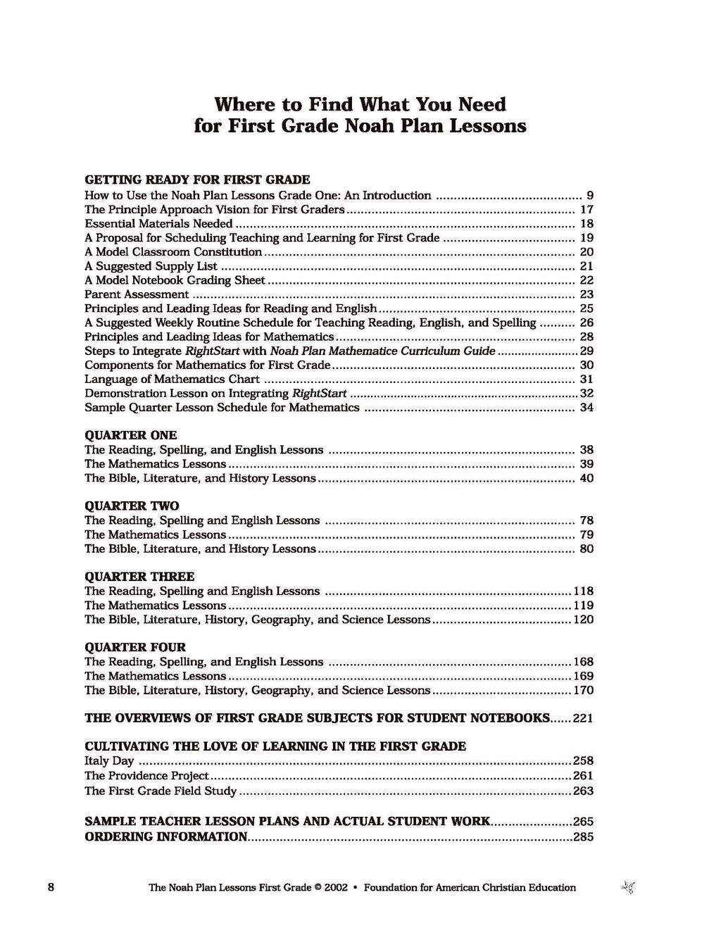 The Noah Plan Lessons: First Grade