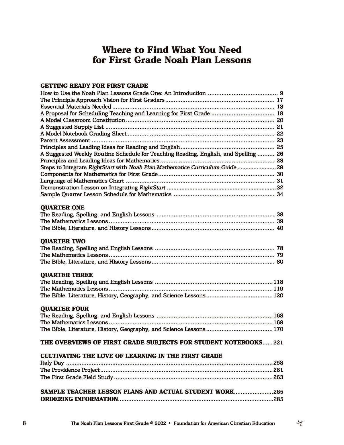 The Noah Plan Lessons: First Grade