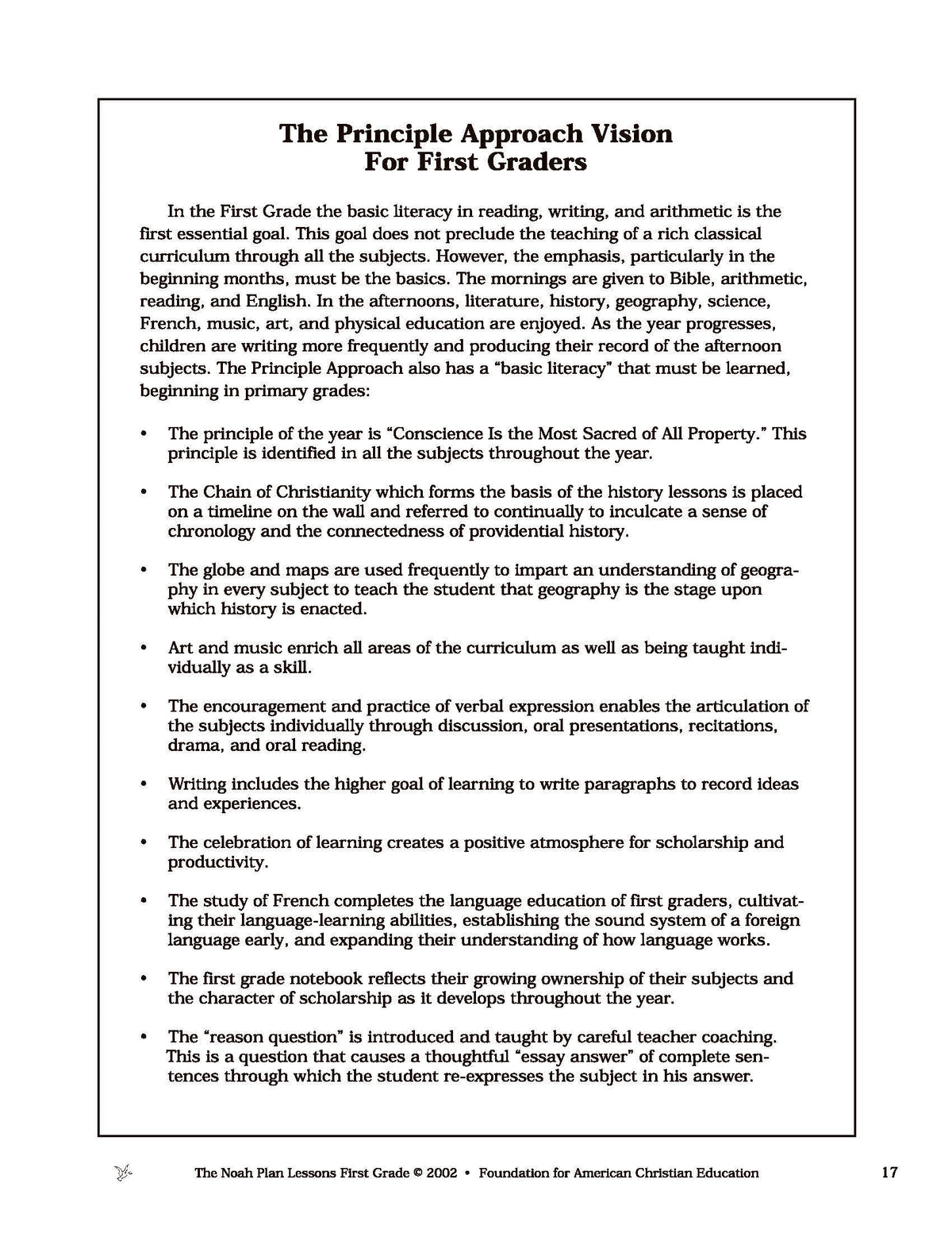 The Noah Plan Lessons: First Grade